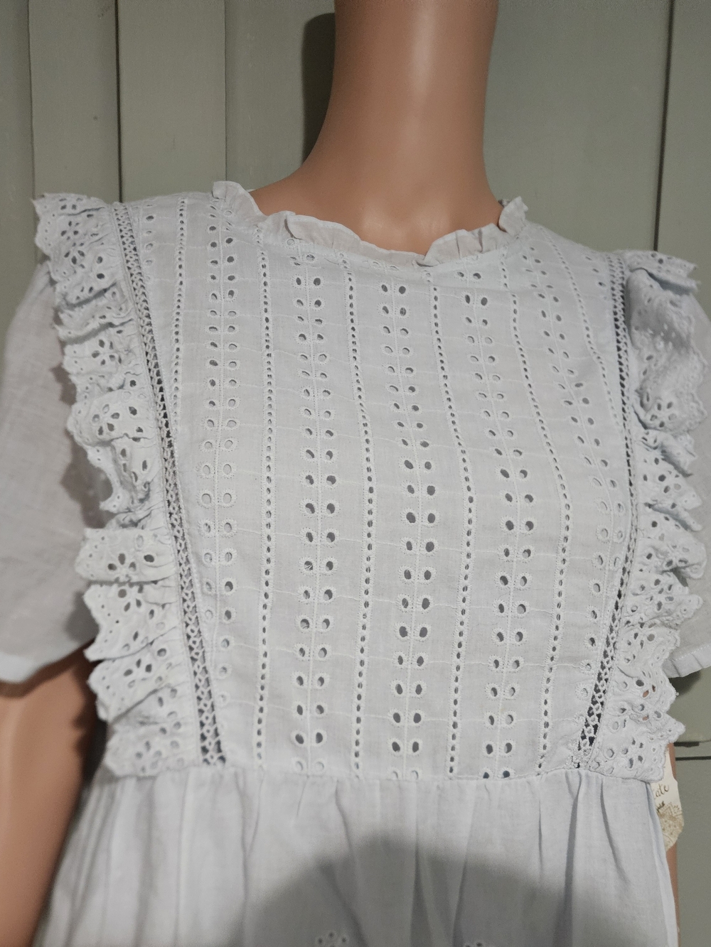 Light Blue Eyelet Ruffle Short Dress - Women's - Picture 13 of 16